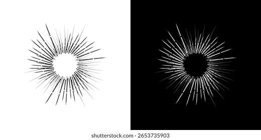 Dynamic abstract spiral sound wave rhythm lines. Circular spiral sound wave rhythm of lines. Circular futuristic abstract lines, black and white background.	