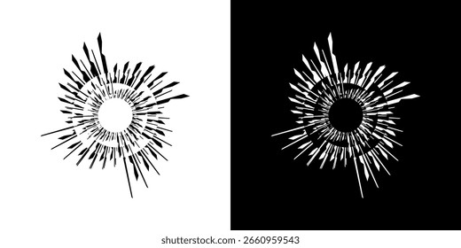 Dynamic abstract spiral sound wave rhythm lines. Circular spiral sound wave rhythm of lines. Circular futuristic abstract lines, black and white background.	
