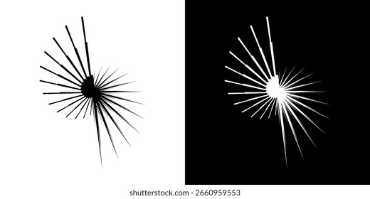 Dynamische abstrakte Spiral-Schallwellen-Rhythmuslinien. Kreisförmige Spirale Schallwelle Rhythmus von Linien. Zirkuläre futuristische abstrakte Linien, schwarz-weißer Hintergrund.	
