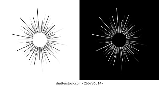 Dynamic abstract spiral sound wave rhythm lines. Circular spiral sound wave rhythm of lines. Circular futuristic abstract lines, black and white background.
