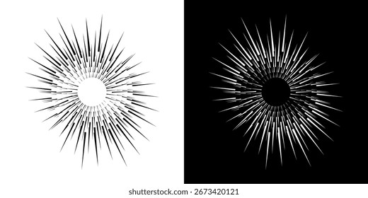 Dynamic abstract spiral sound wave rhythm lines. Circular spiral sound wave rhythm of lines. Circular futuristic abstract lines, black and white background.	
