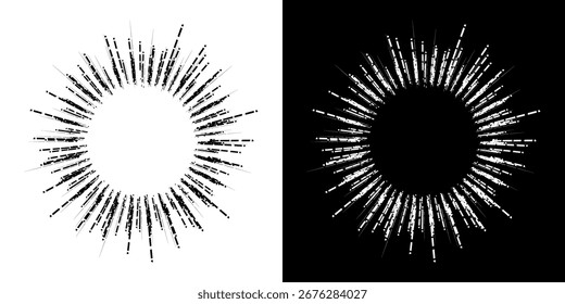 Dynamic abstract spiral sound wave rhythm lines. Circular spiral sound wave rhythm of lines. Circular futuristic abstract lines, black and white background.	
