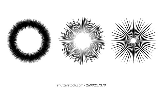 Linhas de ritmo de onda de som espiral abstrata dinâmica. Ritmo de onda de som espiral circular de linhas. Linhas abstratas futuristas circulares, fundo preto e branco.	
