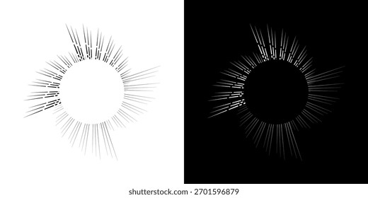 	
Linhas de ritmo de onda de som espiral abstrata dinâmica. Ritmo de onda de som espiral circular de linhas. Linhas abstratas futuristas circulares, fundo preto e branco.	
