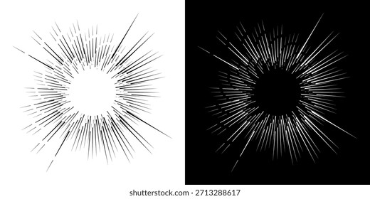 Líneas dinámicas abstractas del ritmo de ondas de sonido en espiral. Onda de sonido circular en espiral con ritmo de líneas. Líneas abstractas futuristas circulares, fondo blanco y negro.	