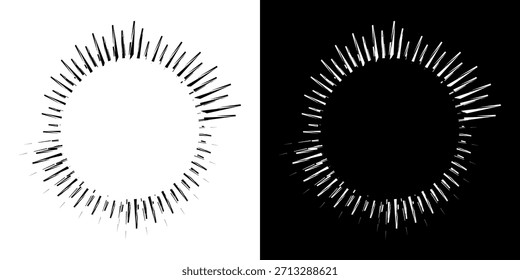 Dynamische abstrakte Spiral-Schallwellen-Rhythmuslinien. Kreisförmige Spirale Schallwelle Rhythmus von Linien. Zirkuläre futuristische abstrakte Linien, schwarz-weißer Hintergrund.	