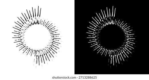 Dynamische abstrakte Spiral-Schallwellen-Rhythmuslinien. Kreisförmige Spirale Schallwelle Rhythmus von Linien. Zirkuläre futuristische abstrakte Linien, schwarz-weißer Hintergrund.	