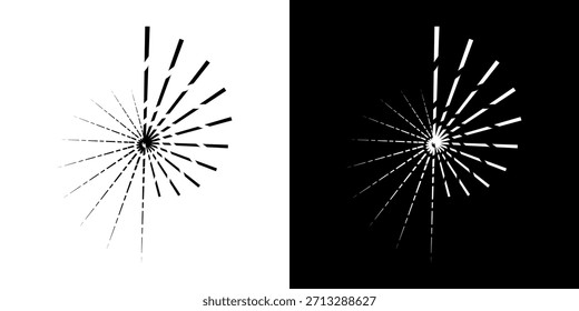 Dynamische abstrakte Spiral-Schallwellen-Rhythmuslinien. Kreisförmige Spirale Schallwelle Rhythmus von Linien. Zirkuläre futuristische abstrakte Linien, schwarz-weißer Hintergrund.	