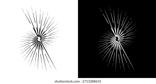 Dynamische abstrakte Spiral-Schallwellen-Rhythmuslinien. Kreisförmige Spirale Schallwelle Rhythmus von Linien. Zirkuläre futuristische abstrakte Linien, schwarz-weißer Hintergrund.	
