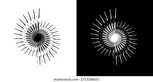Dynamische abstrakte Spiral-Schallwellen-Rhythmuslinien. Kreisförmige Spirale Schallwelle Rhythmus von Linien. Zirkuläre futuristische abstrakte Linien, schwarz-weißer Hintergrund.	