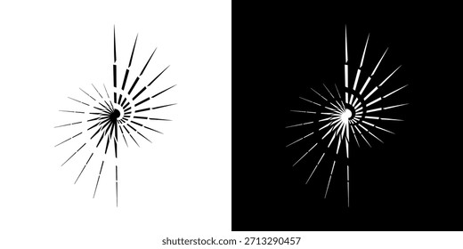 Dynamische abstrakte Spiral-Schallwellen-Rhythmuslinien. Kreisförmige Spirale Schallwelle Rhythmus von Linien. Zirkuläre futuristische abstrakte Linien, schwarz-weißer Hintergrund.	
