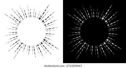 Líneas dinámicas abstractas del ritmo de ondas de sonido en espiral. Onda de sonido circular en espiral con ritmo de líneas. Líneas abstractas futuristas circulares, fondo blanco y negro.	