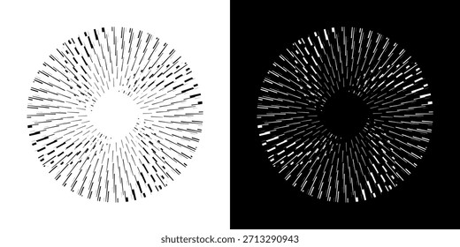 Dynamische abstrakte Spiral-Schallwellen-Rhythmuslinien. Kreisförmige Spirale Schallwelle Rhythmus von Linien. Zirkuläre futuristische abstrakte Linien, schwarz-weißer Hintergrund.