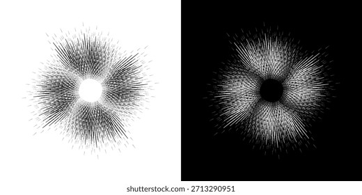 Dynamische abstrakte Spiral-Schallwellen-Rhythmuslinien. Kreisförmige Spirale Schallwelle Rhythmus von Linien. Zirkuläre futuristische abstrakte Linien, schwarz-weißer Hintergrund.
