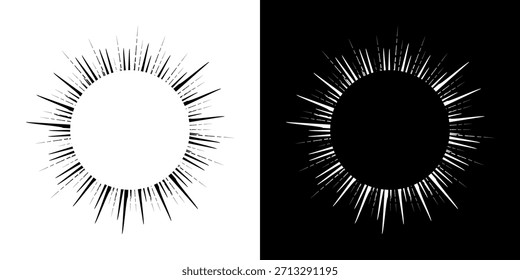 Dynamische abstrakte Spiral-Schallwellen-Rhythmuslinien. Kreisförmige Spirale Schallwelle Rhythmus von Linien. Zirkuläre futuristische abstrakte Linien, schwarz-weißer Hintergrund.