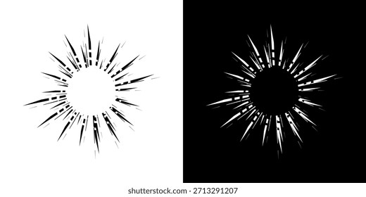 Líneas dinámicas abstractas del ritmo de ondas de sonido en espiral. Onda de sonido circular en espiral con ritmo de líneas. Líneas abstractas futuristas circulares, fondo blanco y negro.
