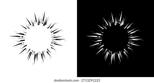 Dynamische abstrakte Spiral-Schallwellen-Rhythmuslinien. Kreisförmige Spirale Schallwelle Rhythmus von Linien. Zirkuläre futuristische abstrakte Linien, schwarz-weißer Hintergrund.