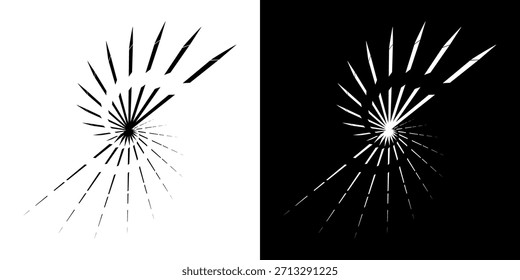 Dynamische abstrakte Spiral-Schallwellen-Rhythmuslinien. Kreisförmige Spirale Schallwelle Rhythmus von Linien. Zirkuläre futuristische abstrakte Linien, schwarz-weißer Hintergrund.