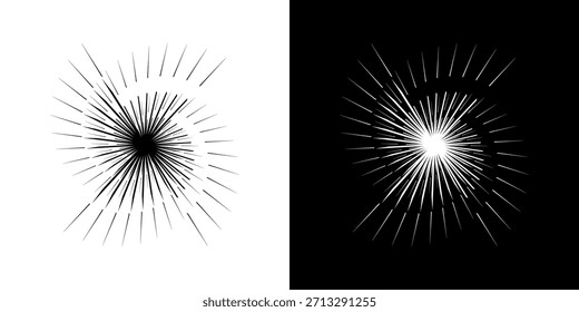 Linhas de ritmo de onda de som espiral abstrata dinâmica. Ritmo de onda de som espiral circular de linhas. Linhas abstratas futuristas circulares, fundo preto e branco.