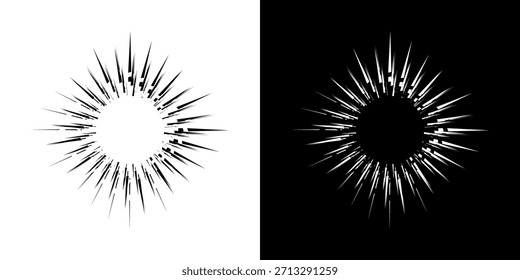 Dynamische abstrakte Spiral-Schallwellen-Rhythmuslinien. Kreisförmige Spirale Schallwelle Rhythmus von Linien. Zirkuläre futuristische abstrakte Linien, schwarz-weißer Hintergrund.
