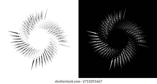 Dynamische abstrakte Spiral-Schallwellen-Rhythmuslinien. Kreisförmige Spirale Schallwelle Rhythmus von Linien. Zirkuläre futuristische abstrakte Linien, schwarz-weißer Hintergrund.	
