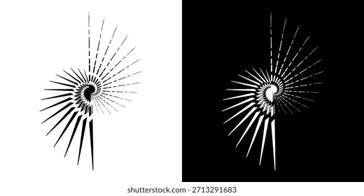 Dynamische abstrakte Spiral-Schallwellen-Rhythmuslinien. Kreisförmige Spirale Schallwelle Rhythmus von Linien. Zirkuläre futuristische abstrakte Linien, schwarz-weißer Hintergrund.	
