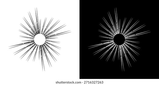 Líneas dinámicas abstractas del ritmo de ondas de sonido en espiral. Onda de sonido circular en espiral con ritmo de líneas. Líneas abstractas futuristas circulares, fondo blanco y negro.