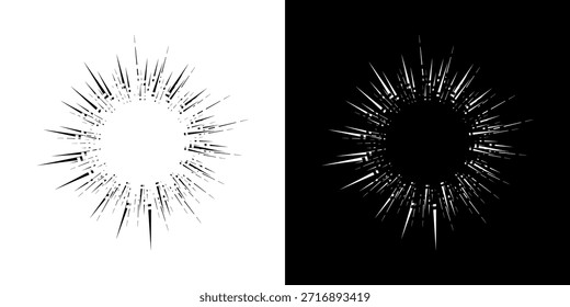 	
Líneas dinámicas abstractas del ritmo de ondas de sonido en espiral. Onda de sonido circular en espiral con ritmo de líneas. Líneas abstractas futuristas circulares, fondo blanco y negro.	
