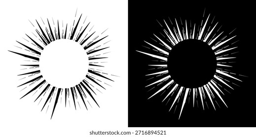 Líneas dinámicas abstractas del ritmo de ondas de sonido en espiral. Onda de sonido circular en espiral con ritmo de líneas. Líneas abstractas futuristas circulares, fondo blanco y negro.
