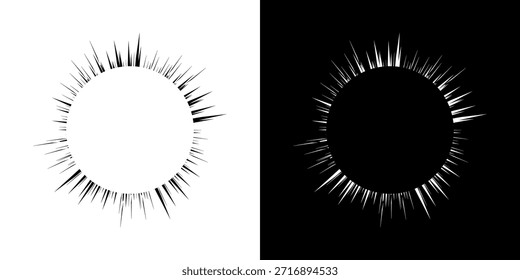 Dynamische abstrakte Spiral-Schallwellen-Rhythmuslinien. Kreisförmige Spirale Schallwelle Rhythmus von Linien. Zirkuläre futuristische abstrakte Linien, schwarz-weißer Hintergrund.
