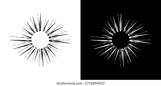 Líneas dinámicas abstractas del ritmo de ondas de sonido en espiral. Onda de sonido circular en espiral con ritmo de líneas. Líneas abstractas futuristas circulares, fondo blanco y negro.
