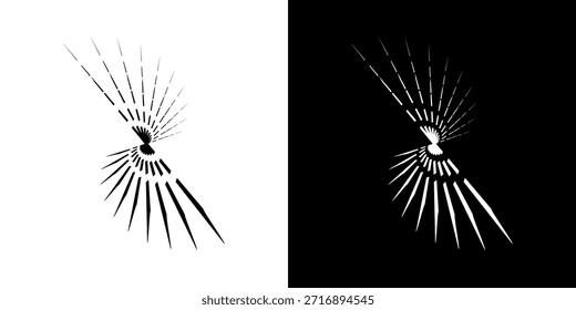 Dynamische abstrakte Spiral-Schallwellen-Rhythmuslinien. Kreisförmige Spirale Schallwelle Rhythmus von Linien. Zirkuläre futuristische abstrakte Linien, schwarz-weißer Hintergrund.
