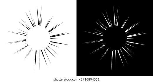 Dynamische abstrakte Spiral-Schallwellen-Rhythmuslinien. Kreisförmige Spirale Schallwelle Rhythmus von Linien. Zirkuläre futuristische abstrakte Linien, schwarz-weißer Hintergrund.

