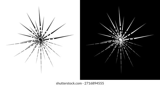 Líneas dinámicas abstractas del ritmo de ondas de sonido en espiral. Onda de sonido circular en espiral con ritmo de líneas. Líneas abstractas futuristas circulares, fondo blanco y negro.
