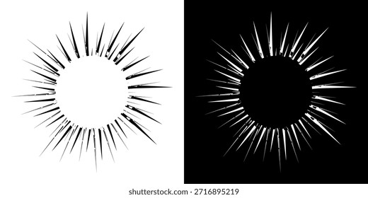 Líneas dinámicas abstractas del ritmo de ondas de sonido en espiral. Onda de sonido circular en espiral con ritmo de líneas. Líneas abstractas futuristas circulares, fondo blanco y negro.	