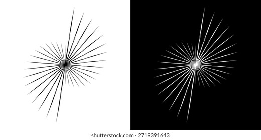 Linhas de ritmo de onda de som espiral abstrata dinâmica. Ritmo de onda de som espiral circular de linhas. Linhas abstratas futuristas circulares, fundo preto e branco.	