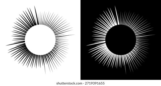 Líneas dinámicas abstractas del ritmo de ondas de sonido en espiral. Onda de sonido circular en espiral con ritmo de líneas. Líneas abstractas futuristas circulares, fondo blanco y negro.	