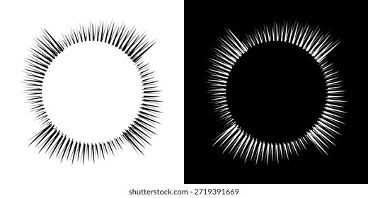 Líneas dinámicas abstractas del ritmo de ondas de sonido en espiral. Onda de sonido circular en espiral con ritmo de líneas. Líneas abstractas futuristas circulares, fondo blanco y negro.	