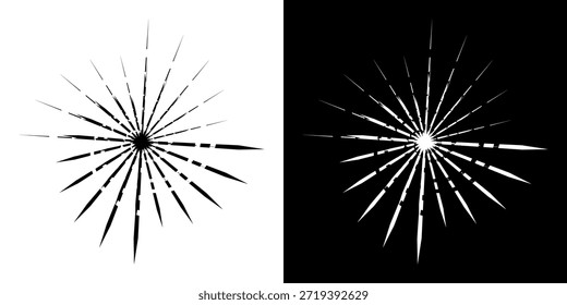 Linhas de ritmo de onda de som espiral abstrata dinâmica. Ritmo de onda de som espiral circular de linhas. Linhas abstratas futuristas circulares, fundo preto e branco.	