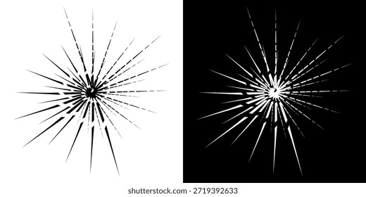 Linhas de ritmo de onda de som espiral abstrata dinâmica. Ritmo de onda de som espiral circular de linhas. Linhas abstratas futuristas circulares, fundo preto e branco.	