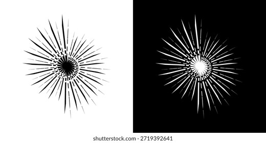 Líneas dinámicas abstractas del ritmo de ondas de sonido en espiral. Onda de sonido circular en espiral con ritmo de líneas. Líneas abstractas futuristas circulares, fondo blanco y negro.	