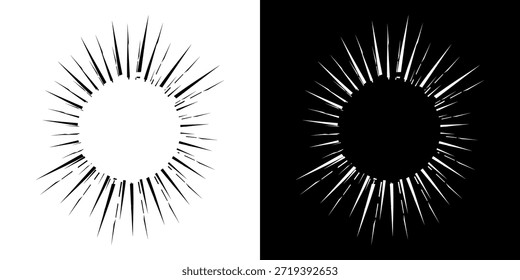 Linhas de ritmo de onda de som espiral abstrata dinâmica. Ritmo de onda de som espiral circular de linhas. Linhas abstratas futuristas circulares, fundo preto e branco.	
