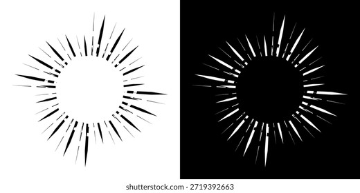 Linhas de ritmo de onda de som espiral abstrata dinâmica. Ritmo de onda de som espiral circular de linhas. Linhas abstratas futuristas circulares, fundo preto e branco.	