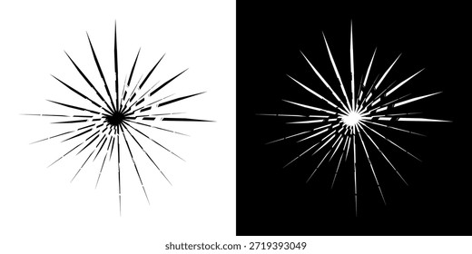 Linhas de ritmo de onda de som espiral abstrata dinâmica. Ritmo de onda de som espiral circular de linhas. Linhas abstratas futuristas circulares, fundo preto e branco.	
