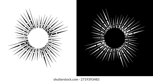 Linhas de ritmo de onda de som espiral abstrata dinâmica. Ritmo de onda de som espiral circular de linhas. Linhas abstratas futuristas circulares, fundo preto e branco.