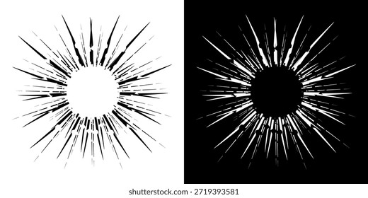 Linhas de ritmo de onda de som espiral abstrata dinâmica. Ritmo de onda de som espiral circular de linhas. Linhas abstratas futuristas circulares, fundo preto e branco.