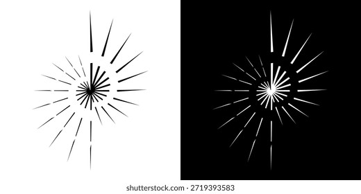 Líneas dinámicas abstractas del ritmo de ondas de sonido en espiral. Onda de sonido circular en espiral con ritmo de líneas. Líneas abstractas futuristas circulares, fondo blanco y negro.