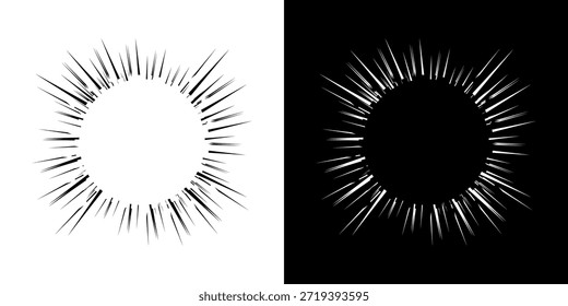 Linhas de ritmo de onda de som espiral abstrata dinâmica. Ritmo de onda de som espiral circular de linhas. Linhas abstratas futuristas circulares, fundo preto e branco.