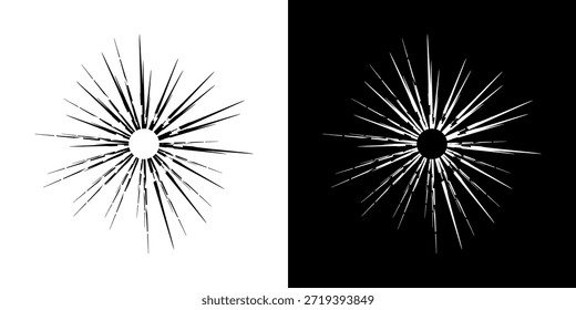 Linhas de ritmo de onda de som espiral abstrata dinâmica. Ritmo de onda de som espiral circular de linhas. Linhas abstratas futuristas circulares, fundo preto e branco.	