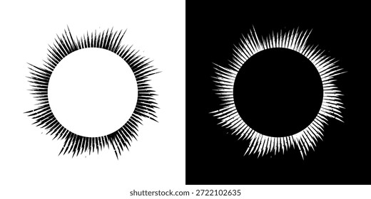 Líneas dinámicas abstractas del ritmo de ondas de sonido en espiral. Onda de sonido circular en espiral con ritmo de líneas. Líneas abstractas futuristas circulares, fondo blanco y negro.